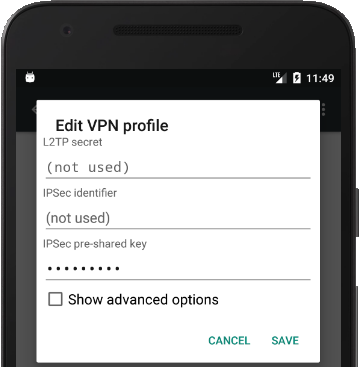 How to set up L2TP VPN on Android Marshmallow: Step 7