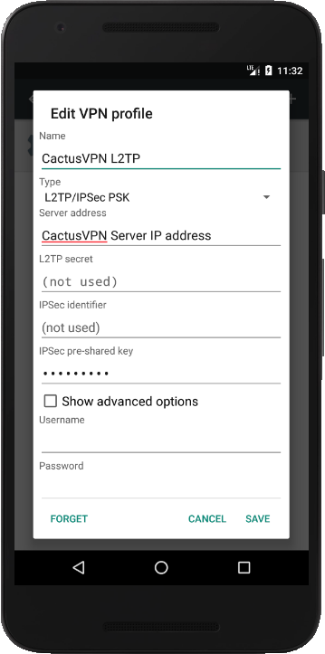 How to set up L2TP VPN on Android Nougat: Step 6