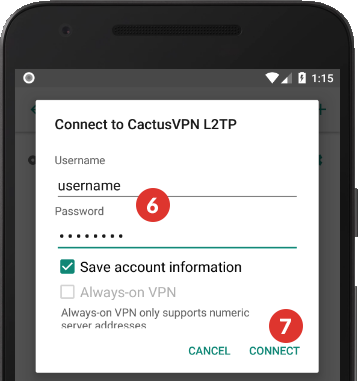 How to set up L2TP VPN on Android Oreo: Step 7